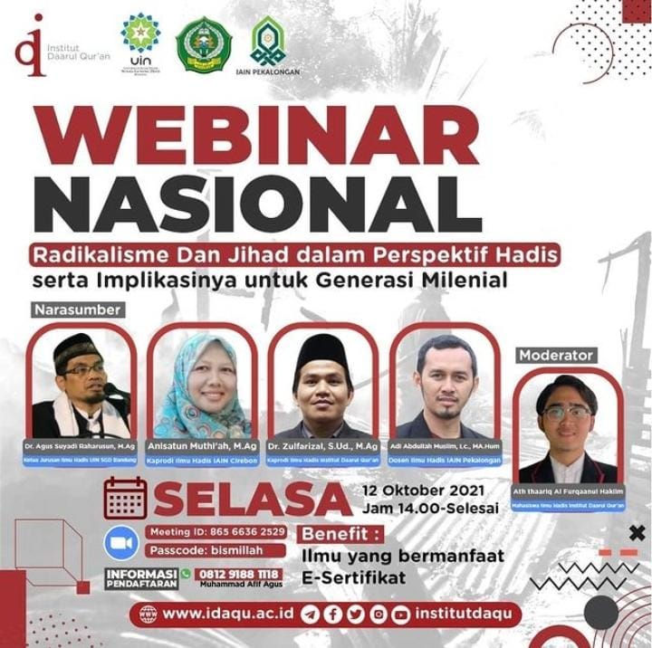 WEBINAR NASIONAL: RADIKALISME DAN JIHAD DALAM PERSPEKTIF HADIS SERTA IMPLIKASINYA UNTUK GENERASI MILENIAL